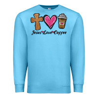 Ocean Blue jesus love coffee Premium Sweatshirt - Jasminsmagicworld