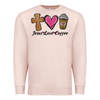 Pale Pink jesus love coffee Premium Sweatshirt - Jasminsmagicworld
