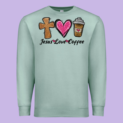 Jesus Love Coffee Premium Sweatshirt Designed By Jasminsmagicworld