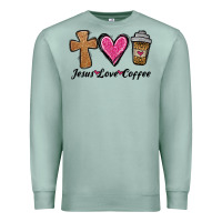 Seafoam jesus love coffee Premium Sweatshirt - Jasminsmagicworld