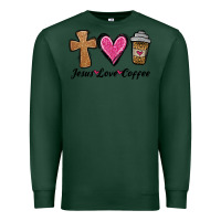 Sports Green jesus love coffee Premium Sweatshirt - Jasminsmagicworld