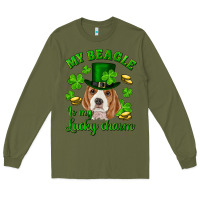 Army Green st.patrick's day my beagle is my lucky charm Long Sleeve Tee - RanaPortraitStore