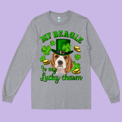 St.patrick's Day My Beagle Is My Lucky Charm Long Sleeve Tee Designed By Ranaportraitstore