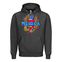 Charcoal Heather Merica lightning bolt Zipper Hoodie - Neo Western