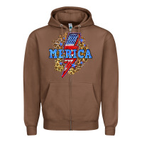 Chestnut Merica lightning bolt Zipper Hoodie - Neo Western