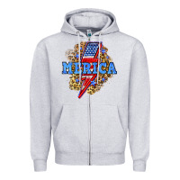 Heather Grey Merica lightning bolt Zipper Hoodie - Neo Western