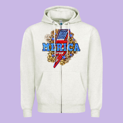 Merica Lightning Bolt Zipper Hoodie Designed By Neo Western