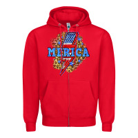 Red Merica lightning bolt Zipper Hoodie - Neo Western