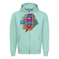 Seafoam Merica lightning bolt Zipper Hoodie - Neo Western