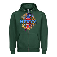 Sports Green Merica lightning bolt Zipper Hoodie - Neo Western