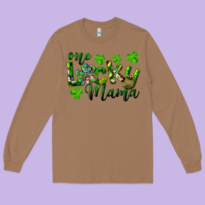 St. Patrick's Day One Lucky Mama Long Sleeve Tee Designed By Ranaportraitstore