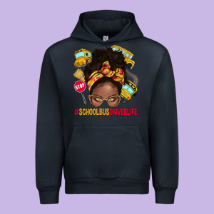 School Bus Driver Life Afro Messy Bun Urban Hoodie Designed By Nancycooperartshop