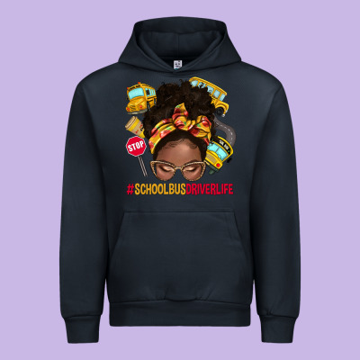 School Bus Driver Life Afro Messy Bun Urban Hoodie Designed By Nancycooperartshop