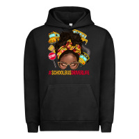 Pigment Black school bus driver life afro messy bun Urban Hoodie - NancyCooperArtShop