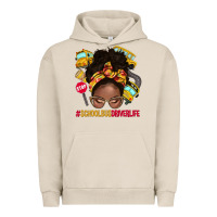 Pigment French Oak school bus driver life afro messy bun Urban Hoodie - NancyCooperArtShop