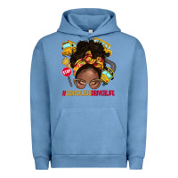 Pigment Pebble Blue school bus driver life afro messy bun Urban Hoodie - NancyCooperArtShop