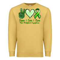 Antique Gold peace love cure non hodgkin's lymphoma Premium Sweatshirt - Jasminsmagicworld