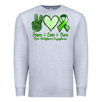 Heather Grey peace love cure non hodgkin's lymphoma Premium Sweatshirt - Jasminsmagicworld