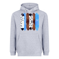 Heather Grey Western Farm Life Cowhide Wood Blue Glitter Brush Stroke Heavyweight Hoodie - Bettercallsaul