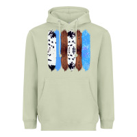 Western Farm Life Cowhide Wood Blue Glitter Brush Stroke Heavyweight Hoodie | Teevron