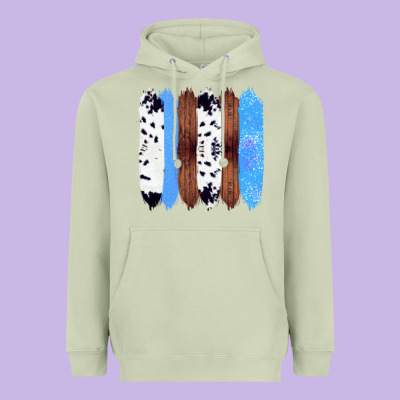 Western Farm Life Cowhide Wood Blue Glitter Brush Stroke Heavyweight Hoodie Designed By Bettercallsaul