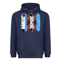 Navy Western Farm Life Cowhide Wood Blue Glitter Brush Stroke Heavyweight Hoodie - Bettercallsaul