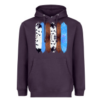 Plum Western Farm Life Cowhide Wood Blue Glitter Brush Stroke Heavyweight Hoodie - Bettercallsaul