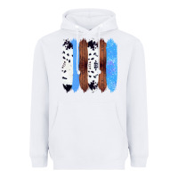 White Western Farm Life Cowhide Wood Blue Glitter Brush Stroke Heavyweight Hoodie - Bettercallsaul