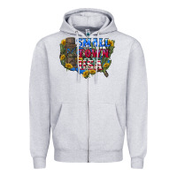 Heather Grey Small town usa 4th of july Zipper Hoodie - CowGirlArtShop