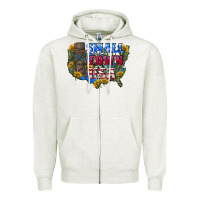 Oatmeal Heather Small town usa 4th of july Zipper Hoodie - CowGirlArtShop