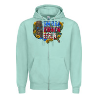 Seafoam Small town usa 4th of july Zipper Hoodie - CowGirlArtShop