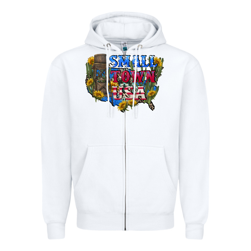 Small Town Usa 4th Of July Zipper Hoodie by CowGirlArtShop | Teevron