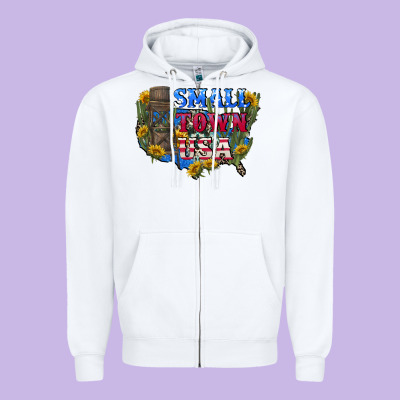 Small Town Usa 4th Of July Zipper Hoodie Designed By Cowgirlartshop