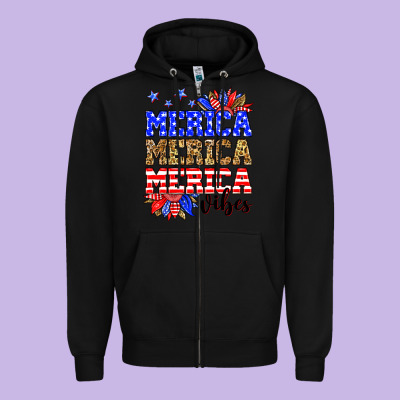 Merica Merica Merica Vibes Zipper Hoodie Designed By Neo Western