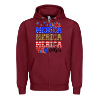 Burgundy Merica merica merica vibes Zipper Hoodie - Neo Western