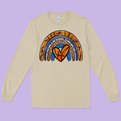 Basketball Rainbow Long Sleeve Tee Designed By Zillion Design Studio