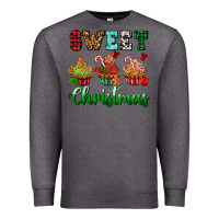 Charcoal Heather sweet Christmas with cupcake Premium Sweatshirt - AdoDesignShop