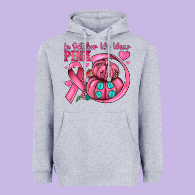 In October We Wear Pink Heavyweight Hoodie Designed By Jahusdesignshop
