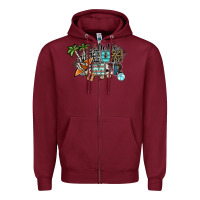Burgundy hello summer Zipper Hoodie - SublimationCraftShop