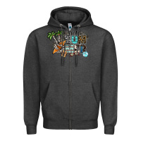 Charcoal Heather hello summer Zipper Hoodie - SublimationCraftShop
