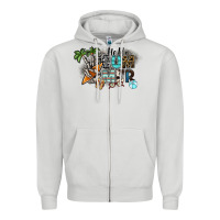 Dove Grey hello summer Zipper Hoodie - SublimationCraftShop