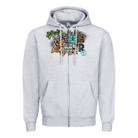 Heather Grey hello summer Zipper Hoodie - SublimationCraftShop