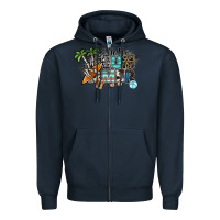 Navy hello summer Zipper Hoodie - SublimationCraftShop