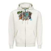 Oatmeal Heather hello summer Zipper Hoodie - SublimationCraftShop