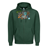 Sports Green hello summer Zipper Hoodie - SublimationCraftShop