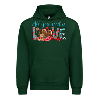 Forest Green all you need is love Urban Hoodie - NancyCooperArtShop