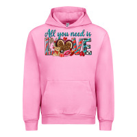 Fuchsia Pink all you need is love Urban Hoodie - NancyCooperArtShop
