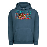Pigment Midnight Navy all you need is love Urban Hoodie - NancyCooperArtShop