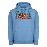 Pigment Pebble Blue all you need is love Urban Hoodie - NancyCooperArtShop