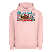 Pigment Salmon all you need is love Urban Hoodie - NancyCooperArtShop